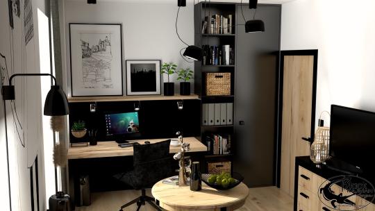 Projekt wnętrza domowego biura