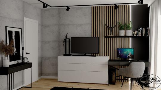 Projekt wnętrza domowego biura