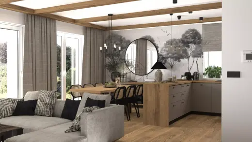 Nowoczesność i&nbsp;natura – kompleksowy projekt wnętrza domu w&nbsp;Goczałkowicach